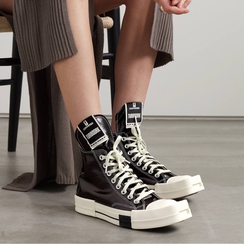 Rick Owens DRKSHOW x Converse Turbodrk black high tops, 40(M7, W9)